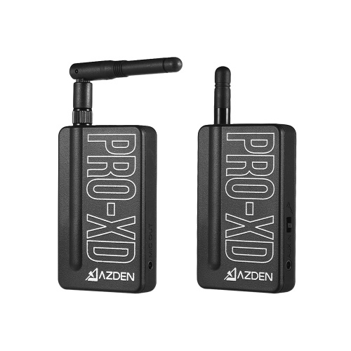 AZDEN i-Coustics PRO-XD Sistema de micrófono inalámbrico digital de 2.4GHz Incluye transmisor receptor Micrófono de solapa Sincronización automática 35m + Rango de funcionamiento Carga USB compatible para teléfono inteligente Cámara réflex digital Videocá