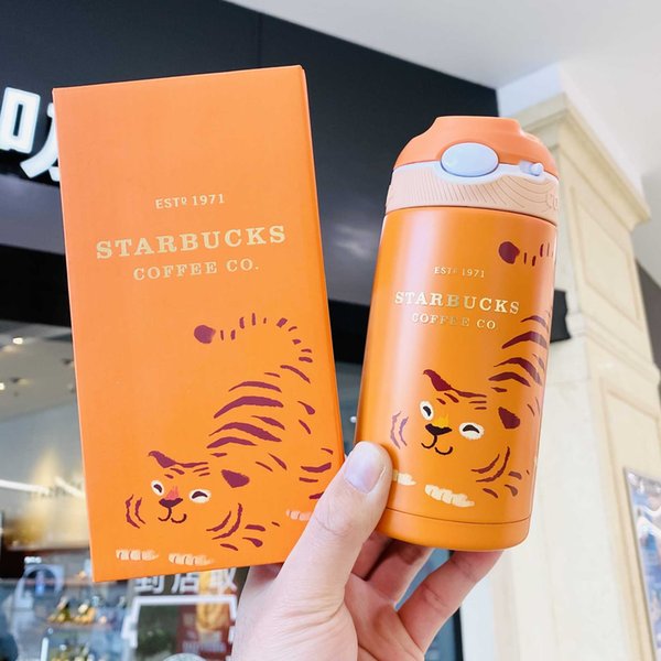 Starbucks cup new year of the tiger 2022 cute tiger contigo kangdick stainless steel lock straw water cup