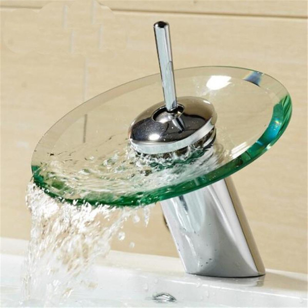Bathroom Faucet Basin Sink Mixer Tap Waterfall Chrome Polished Glass Edge