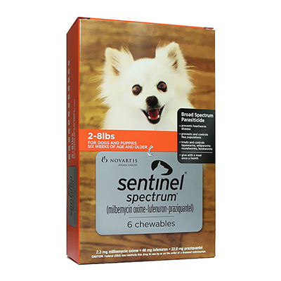 Sentinel Spectrum Orange For Dogs 2-8 Lbs 6 Chews