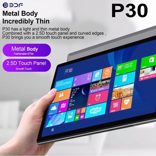 Tablette portable BDF P30 10,1 pouces Processeur MTK6762 4GB+64Go Mémoire 1280*800 Résolution Android 11.0 System Blue EU Plug