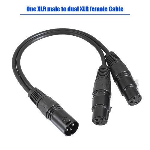 0.3 m / 1 pie Y Cable XLR Cable de 3-Pin Jack a Hembra Doble Plug para Micrófono Mezclador Mesa de Mezclas