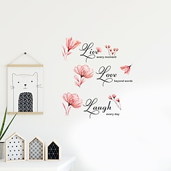 Red lilies Family Proverbs Removable Decorative Wall Stickers Decoration Living Room Bedroom Children's Room Study Background Wall Stickers Lightinthebox