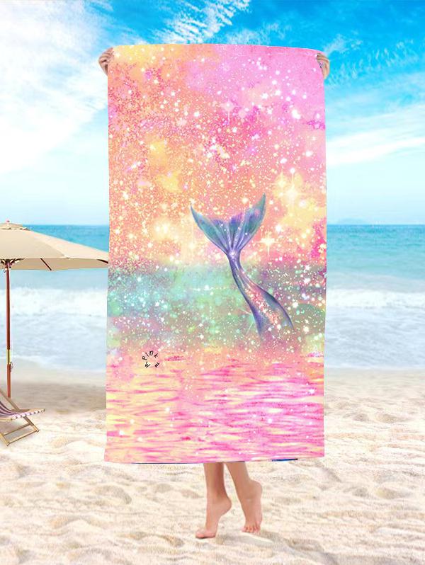 Letter Ocean Mermaid Pattern Cover Up Throw Beach Towel