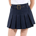 marina de guerra de los uniformes escolares de las niñas falda plisada con cinturón falso