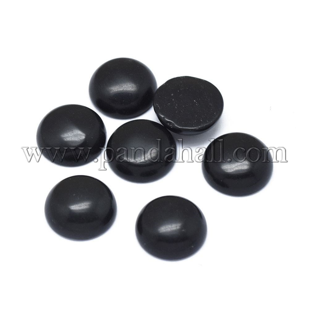 Natural Obsidian Cabochons, Half Round, 12x4~4.5mm
