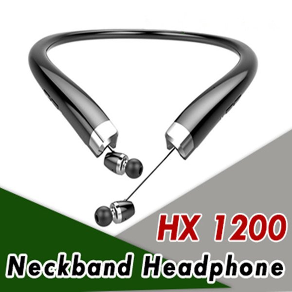 HX1200 Bluetooth Earphones Black Headset Retractable Earbuds Long Standby Wireless Headphones CSR 4.1 Neckband Sports Earphone Headsets with Mic Hard Retail Box