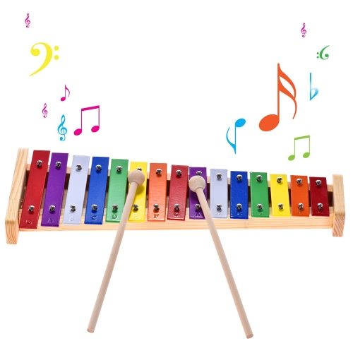 Colorful Glockenspiel Xylophone Wooden & Aluminum Percussion Musical Instrument