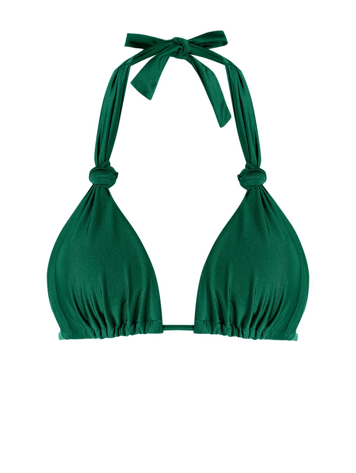 ZAFUL Bikini Top Brillante con Nudo L Verde oscuro