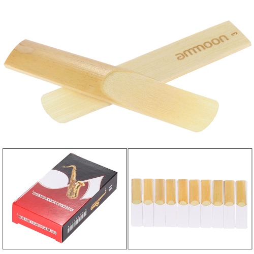 ammoon 10-pack Pieces Strength 3.0 Bamboo Reeds for Bb Tenor Saxophone Sax Accessories