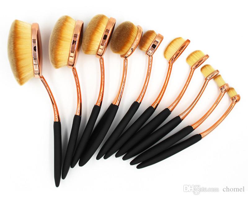 10 Pieces/sets toothbrush type plastic handle makeup set Single brush rose gold Black toothbrush type brush makeup tools