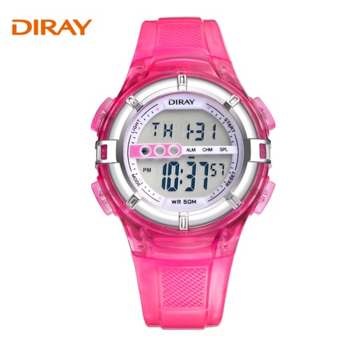 DIRAY Digital Children Student Watch Sport Watches 5ATM Water-resistant Boys Girls Kids Wristwatch with Alarm LED Backlight Function