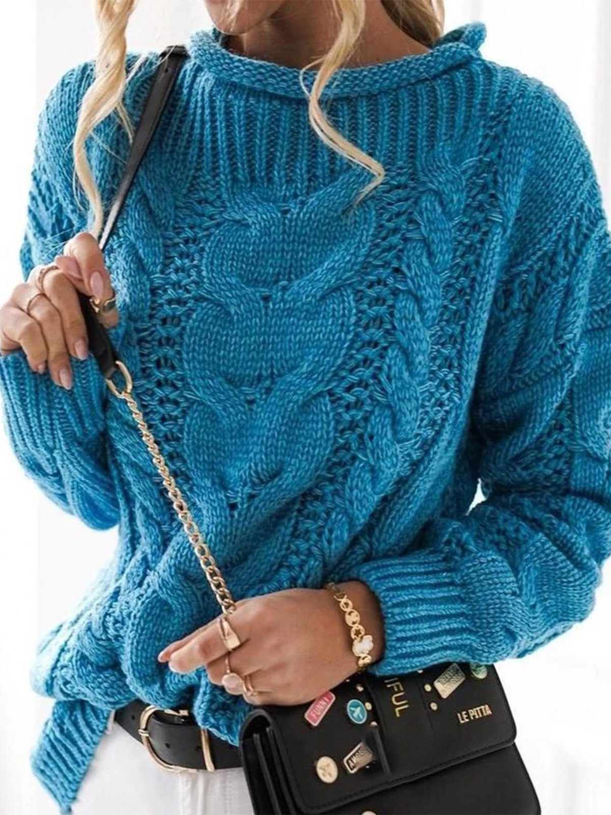 Crew Neck Shift Vintage Sweaters - Noracora