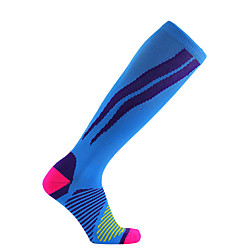 Men's Women's Athletic Sports Socks Hiking Socks Football Socks Ski Socks 1 Pair Outdoor Breathable Warm Ultra Light (UL) Soft Compression Socks Long Socks Stripes Nylon Black Fuchsia Blue for