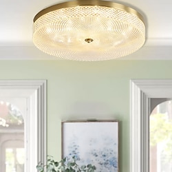 Luz de techo led regulable 35cm diseño circular luces de techo de cobre para sala de estar 110-240v Lightinthebox