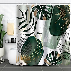 Shower Curtains for Bathroom, 3D Printing Washable Waterproof Cloth Plant Leaf Fabric Shower Curtain with 12 Hooks Lightinthebox