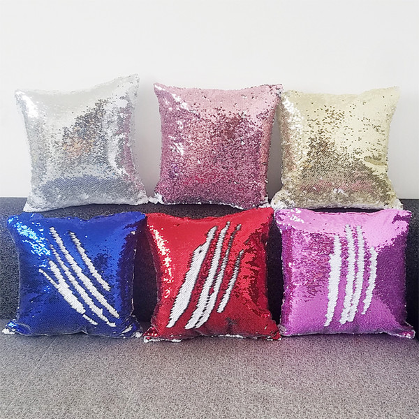 Free shippping 30pcs/Lot 16x16 inch New Arrival Sublimation Sequin Pillow Case For Hotel/Bed/Decoration