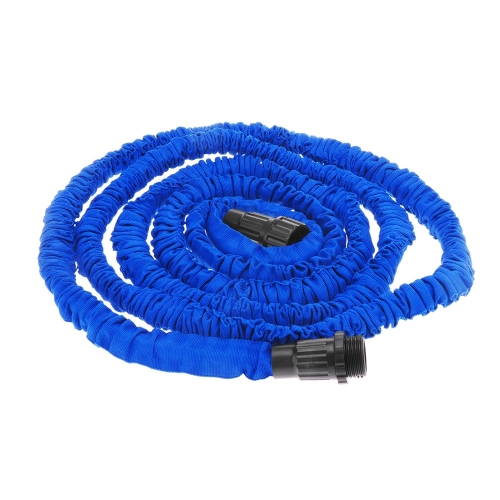 25FT Expandable Ultralight Garden Hose Fittings Set Flexible Water Pipe + Faucet Connector + Fast Connector + Valve + Multi-functional Spray Nozzle Blue