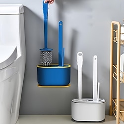 3-in-1 Plastic Toilet Brush, Plastic Toilet Brush And Holder Set, Wall Mounted Toilet Brush And Holder, No Punching Quick Drying Efficient Professional Deep Cleaning Lightinthebox