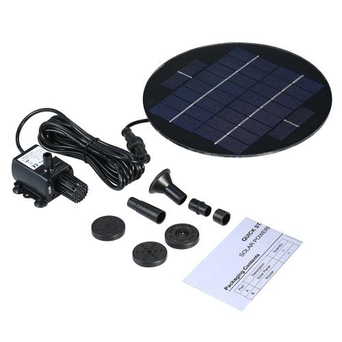 Decdeal 9V 3W Solar Panel Solar Powered Fountain Submersible Brushless Water Pump Kit for Bird Bath Pond Pull 200L/H 150cm Lift