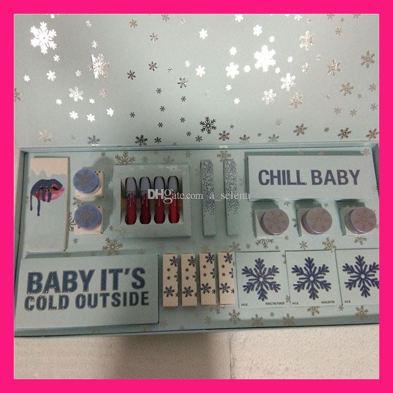 2018 New Christmas Holiday Collection Makeup Set CHILL eyeshadow palette BABY IT'S COLD OUTSIDE gift makeup sets lipstick set highlighters