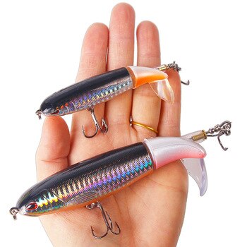 1PCS Whopper Popper 10cm/14cm Topwater Fishing Lure Artificial Bait Hard Plopper Soft Rotating Tail Fishing Tackle Geer Pesca