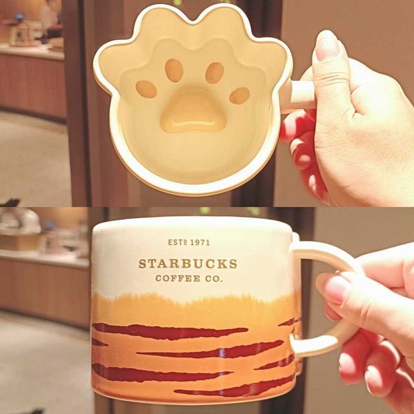 Starbucks 2022 tiger cup Mengmeng tiger palm Mug ceramic coffee cup drinking cup with handle