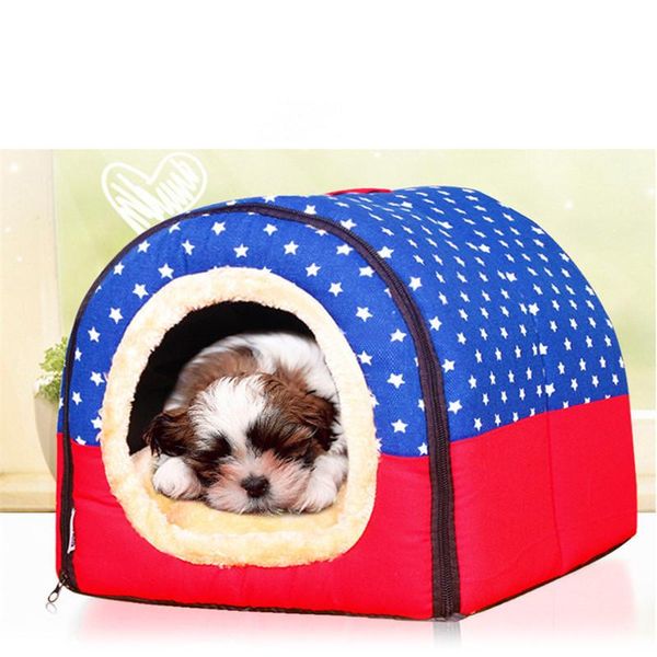 Cat Beds & Furniture Fashion Large Pet Dog Bed House Cave Comfortable Print Kennel Mat For Puppy Winter Summer Foldable Supply