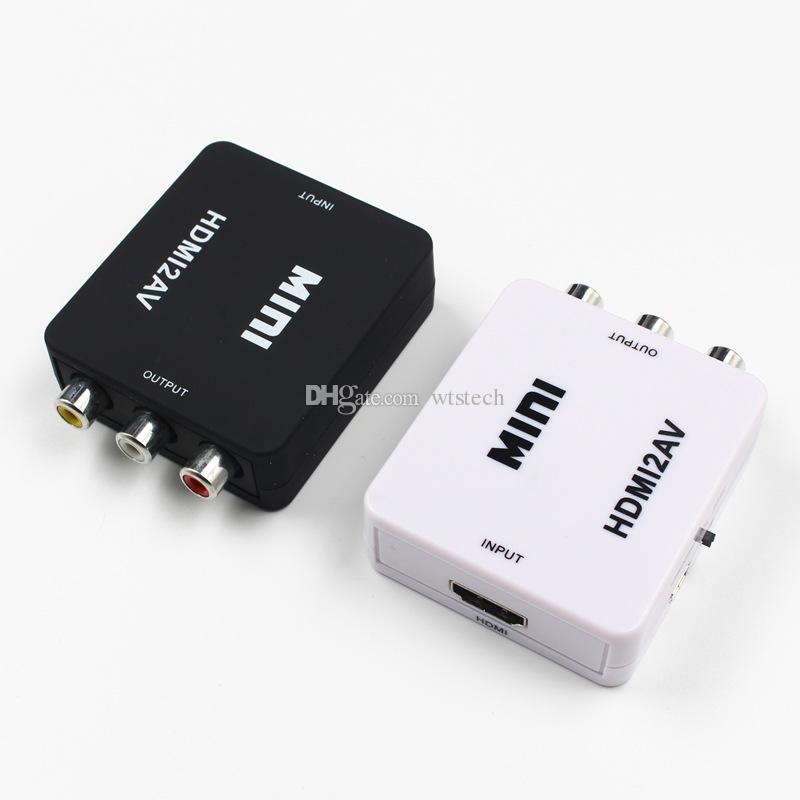 HDMI2AV 1080P HD Video Adapter mini HDMI to AV Converter CVBS+L/R HDMI to RCA For Xbox 360 PS3 PC360 With retail packaging