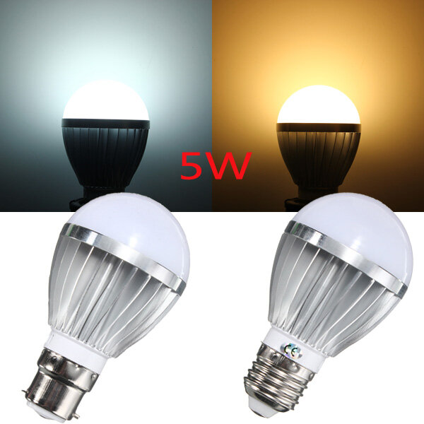 B22/E27 5W 10 SMD 5730 LED Globe Bulb Non-Dimmable Warm White/White Lamp AC 110-240V