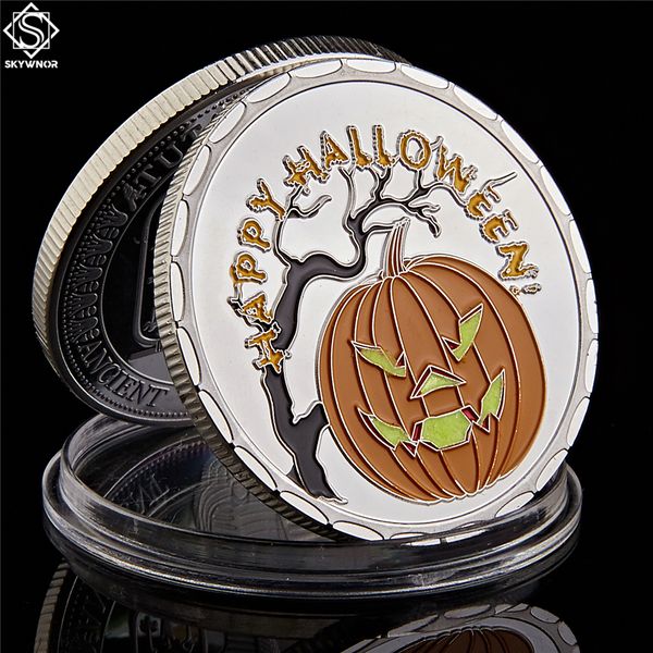 Silver Plated Halloween Pumpkin Castle Craft Commemorative Copy Coins Token Collection