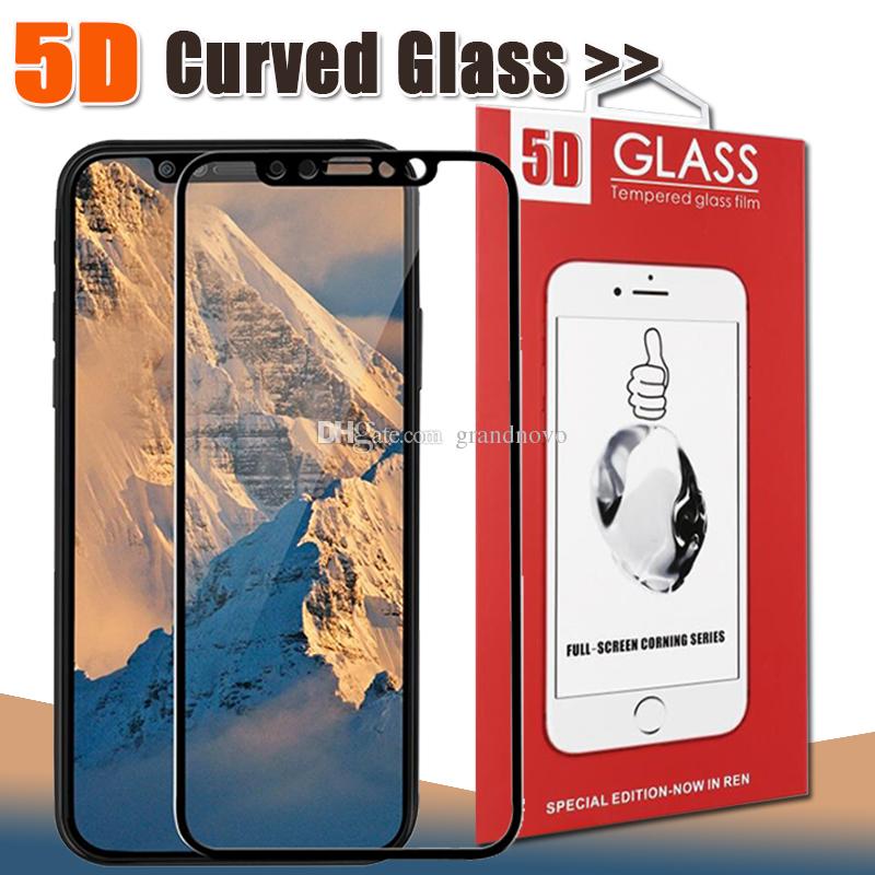 5D Curved Tempered Glass Full Screen Protector For iPhone XS Max XR X 8 Plus 7 6 Samsung Galaxy J2 J3 J5 J6 J7 Pro Prime A6 A8 With Package