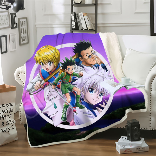 CLOOCL Newest Sofa Travel Youth Bedding Hunter X Hunter 3D Print Anime Double Layer Blankets Bedspread for Plush Blanket Sofa Quilt