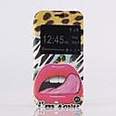 Sexy Mouth Pattern PU Open the Window Leather Case with Stand for Samsung Galaxy S5mini