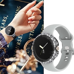 Watch Case Compatible with Google Pixel Watch Scratch Resistant Bling Diamond Dust Proof Tempered Glass / Hard PC Watch Cover Lightinthebox