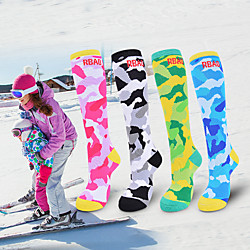 R-BAO Boys' Girls' Hiking Socks Ski Socks 1 Pair Winter Outdoor Breathable Warm Sweat-wicking Comfortable Socks Chinlon Elastane Fuchsia Blue Grey for Ski / Snowboard Camping / Hiking / Caving
