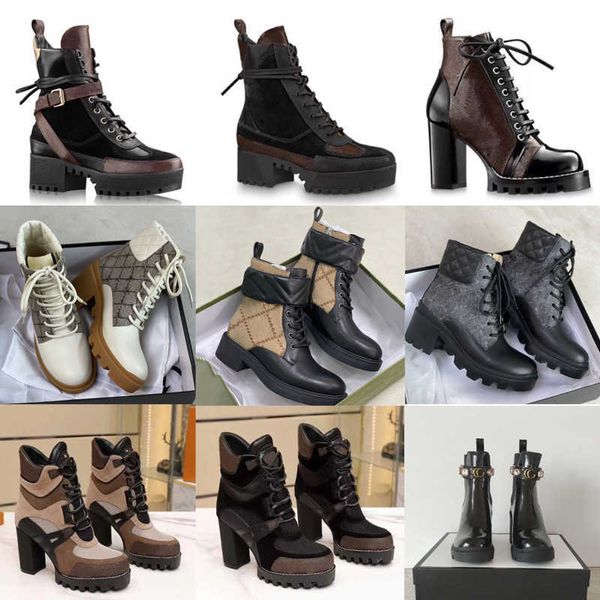 Designer Women Boots Ankle Boots Star Shoes Platform Chunky Martin Boot Buckle Shoe Diamond Leather Outdoor Winter With Box NO13