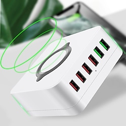 Wireless Charger Charging Station 72 W Output Power 6 Port Wireless Charging Station Multi USB Charger Station Wireless Charger ROHS CE Certified CCC Fast Wireless Charging Universal for Multiple Lightinthebox