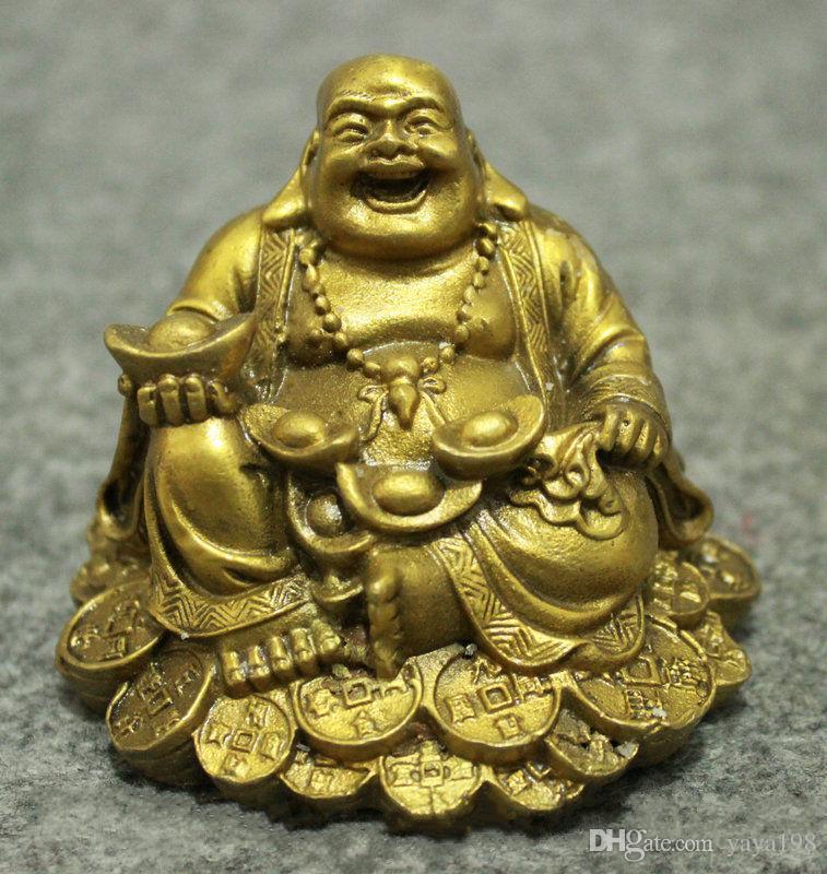 chinese buddhism copper wealth happy laugh Maitreya Buddha statue