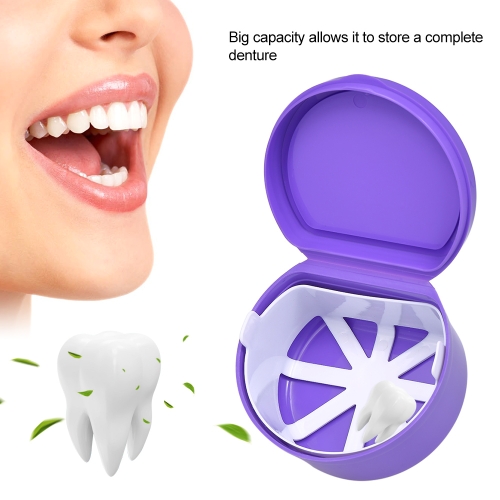 1Pc Denture Box Denture Case Dental False Teeth Cleaning Box Denture Bath Container Retainer Denture Holder