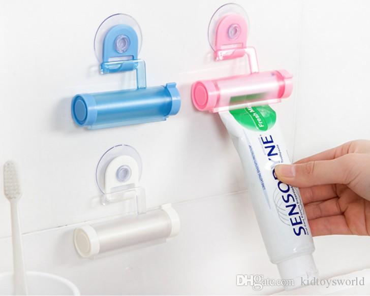 Creative Rolling Squeezer Toothpaste Dispenser Tube Partner Sucker Hanging Holde distributeur dentifrice 5 colors
