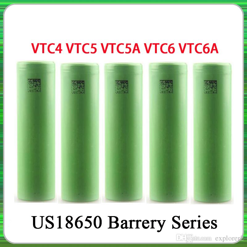 Top Quality VTC4 VTC5 VTC5A VTC6 VTC6A 3000mAh 2600mAh 2100mAh 18650 Battery ECig Mod Rechargeable Li-ion Battery Fedex Free