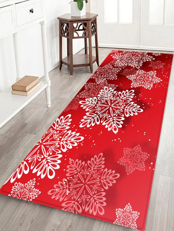 Christmas Snowflake Printed Non-slip Flannel Floor Rug