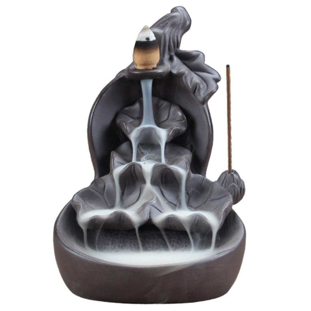 Smoke Backflow Ceramic Incense Burner Cone Stick Holder Censer Black Furnishing Articles Decoration Home Furnace Base