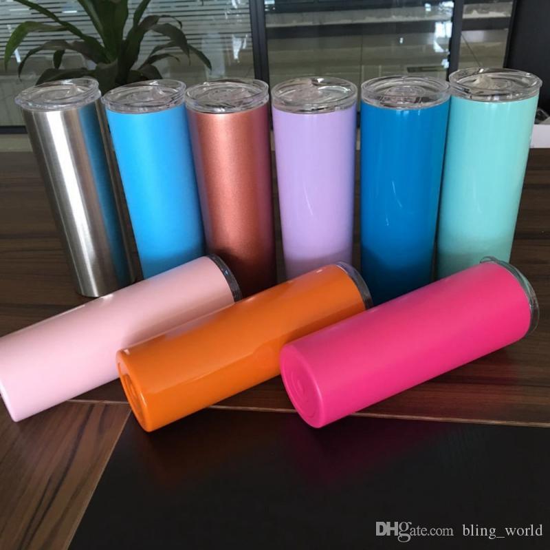 Skinny Tumbler Stainless Steel Straight Cups with Lids Straws Vacuum Insulated Mug Beer Coffee Mugs Water Bottle 14 Colors YW3643