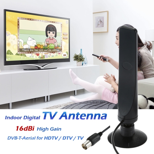 w16YG Indoor Digital TV Antenna 16dBi High Gain Full HD 1080p VHF / UHF DVB-T-Aerial IEC Connector for DTV / TV