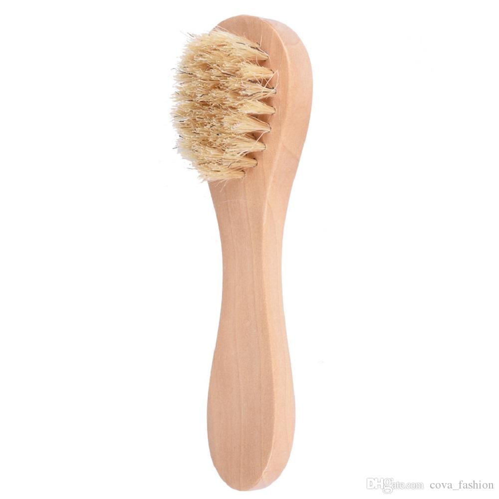 Face Cleansing Brush for Facial Exfoliation Natural Bristles Exfoliating Face Brushes for Dry Brushing and Scrubbing with Wooden Handle
