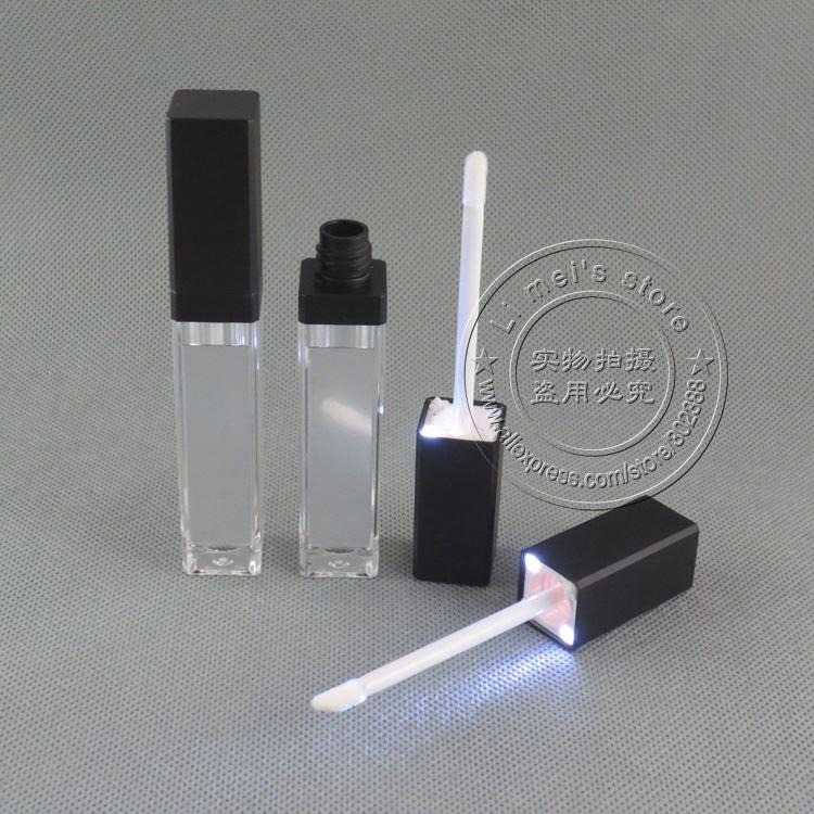 300pcs/lot DHL free shipping LED light lip gloss container LED lip gloss bottle with mirror on one face