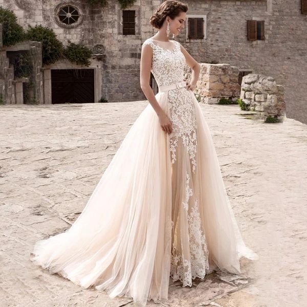 Graceful Lace Mermaid Wedding Dresses 2023 High Neck Plus Size Bridal Gowns With Overskirts Long elegant Tulle Vestido De Novia