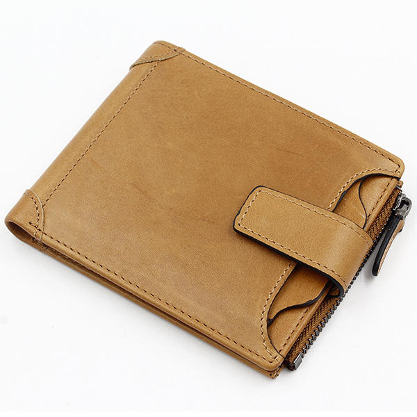 Men Genuine Leather Minimal Wallet 6 Card Slots Vintage Coin Bag Card Holder